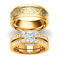 3Pcs Moissanite Wedding Rings Sets for Couples, s925 10K 14K 18K Real Gold Wedding Rings Sets for Him and Her, Customized Matching Engagement Bands Set for Men and Women Free Engraving - style: Style-4