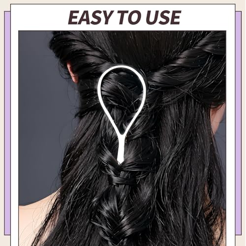 Teenitor 4pcs Pony Tail Hair Tools: 2 Pairs Pony Styling Loop, Pull Through & French Braiding Accessories for Women & Girls - Light Purple/White - color: Light Purple/White