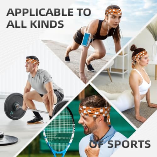 Sports Tie Headband Bandana Running Athletic Sweat Band Elastic Adjustable Sport Head Tie for Men Women Head Ties Ninja Tie Headbands Tennis Sweatbands Soccer Basketball Teams Running Head Band - color: Ghost bat