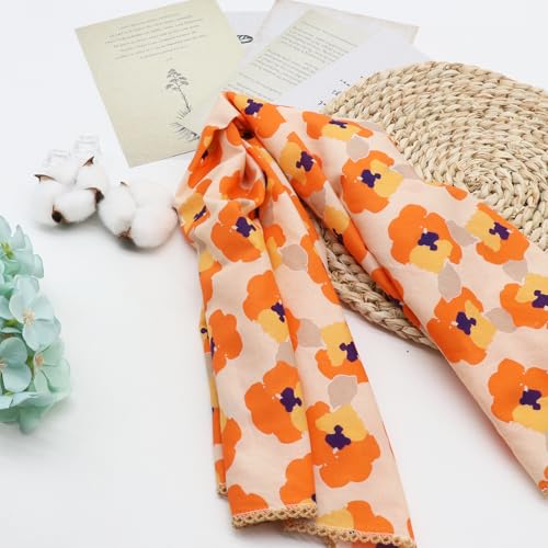 Large Cotton Bandanas for Women, 27 x 27 inch Hair Neck Scarf, Headband Square Scarf - color: Orange & Yellow