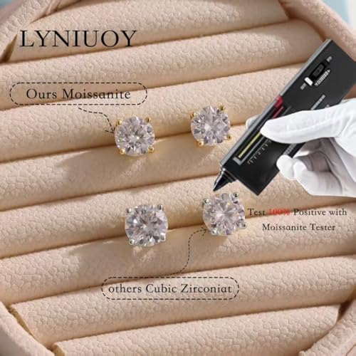 Moissanite Stud Earrings for Women & Men 18K White Gold/14K Gold Plated 925 Sterling Silver Stud for Sensitive Ear VVS1 Clarity Diamond Sparkle Jewelry Gifts with Sentimental Gift Box - color: 01 April-Diamond Clear White-Silver, size: 5mm-1.0 Carat-(0.5c