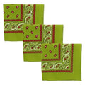 Motique Accessories Two Tone Paisley Bandana - Set of 3 - color: Green