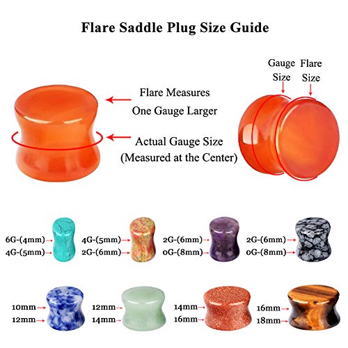 Longbeauty 20/30 Pcs Set Mixed Stone Saddle Double Flared Ear Tunnels Expander Plugs Stretcher 3MM-20MM - style: 15pairs, 3/4"(20mm)