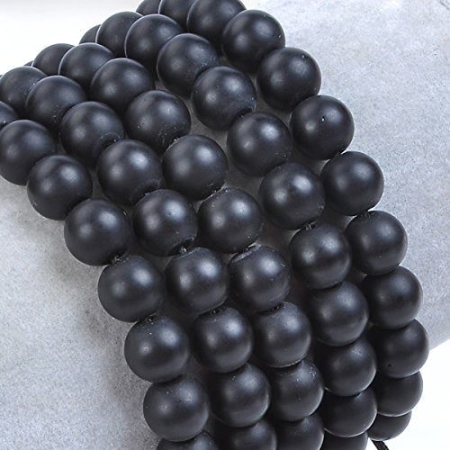 MASSIVE BEADS Natural Healing Power Gemstone Crystal Beads Unisex Adjustable Macrame Bracelets - color: Matte Onyx, size: 6mm