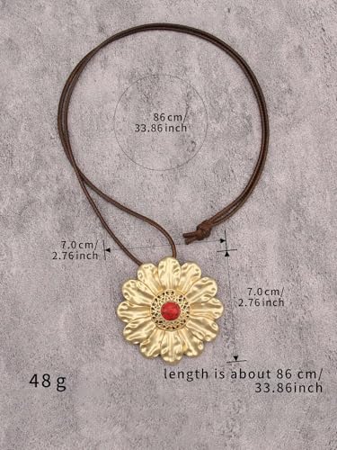 JAOYU Boho Necklace for Women Large Pendant Necklace Boho Long Choker Leather Gold Necklace Vintage Earthy Jewelry Trendy - style: Bohemian Long Pendant Necklace