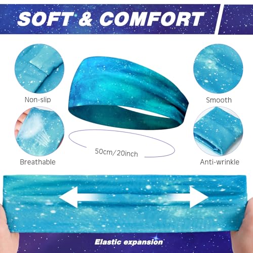 18 Pcs Sports Sweatbands for Men Women Camo Headbands Workout Non Slip Headbands Breathable Head Band Fitness Stretchy Unisex Hairband for Yoga Running Cycling Ball - color: Lovely Colors