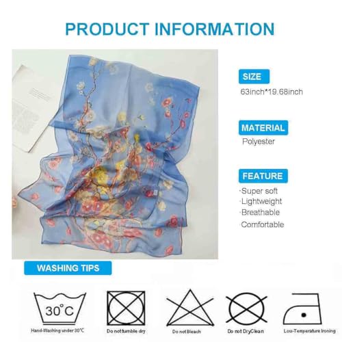 Xyueanlo Scarfs for Women Fashion Scarves Print Pattern Lightweight Sunscreen Scarf Wraps Shawls - color: Plum Blossom Blue