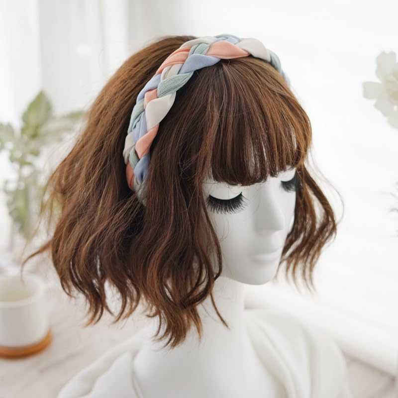 Braided Headband for Women-Vintage Fabric High Crown Headband with Non-Slip Teeth, Cute Boho Knotted Hair Band for Women & Teens (21-Blue Decor, One Size) - color: 21-Blue Decor