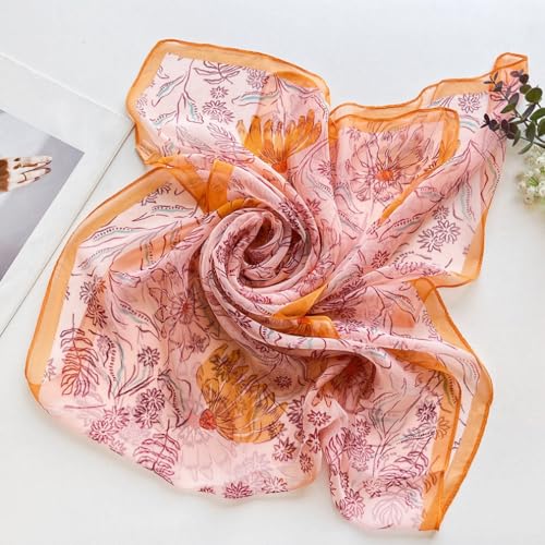 MINIDORA Lightweight Scarves for Women Elegant Floral Pattern Scarf Shawls Sunscreen Head Shawls - color: Style 13-pink