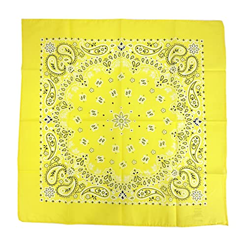 Single Pack Bandanas 60s Premium Cotton Soft Thin Handfeel Large Handkerchief for Men and Women - color: 1 Pack-yellow