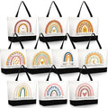 Sieral 10 Pcs Teacher Appreciation Gift Rainbow Canva Teacher Tote Bags Pack Retirement Thank You Reusable Bag Women Summer(Proud Sign) - style: Proud Sign