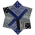 MDSTYLE 6 Pack 100% Cotton Bandanas 22” x 22" for Men & Women Paisley Handkerchief Headband Scarf Bandana - color: Navy Blue X2, Grey X2, Black X2