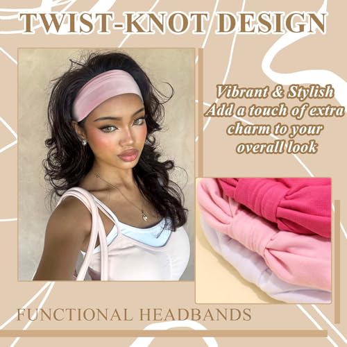 Pink Valentine's Day Headbands For Women Wide Head Bands Soft Turban Knotted Hair Wraps Large Elastic Hair Band Fashion Sweatband For Women Girls Yoga Running Valentine's Day Gift - color: Style 150