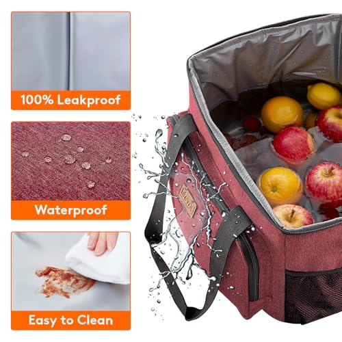 Lifewit Large Lunch Bag, Insulated Lunch Box, Soft Cooler Cooling Tote for Adult Men Women, Burgundy 40-Can (24L) - color: Burgundy, size: Jumbo(24L)
