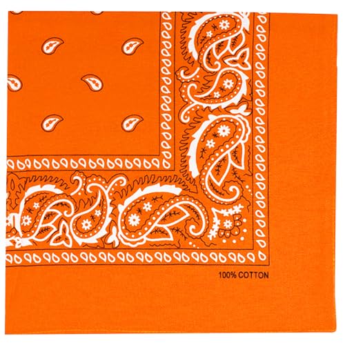 Raylarnia Bandana Multi-Purpose 100% Cotton Headbands for Women, 22 inch Paisley Cowboy Bandanas for Men - color: Gold
