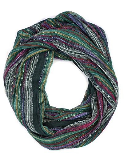 Anika Dali (15 Colors) Shimmer Sparkle Infinity Scarf, Women's Festival Bliss Lightweight Fashion Shawl - color: Festive Emerald Green