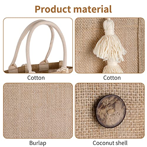 itgowisa Jute Beach Bag for Women, Burlap Beach Tote Bag with Tassel Pocket, Summer Gift for Vacation, Pool, Cruise & Grocery | Jute material - color: White Tassel B
