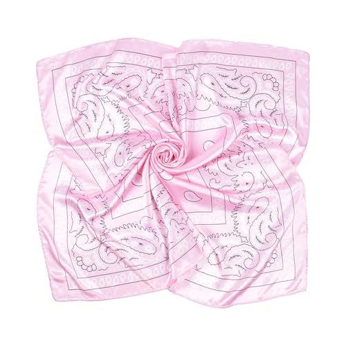 35” Satin Large Square Head Scarves-Like Silk Satin Scarf for Hair Wrapping at Night Bandana Square Scarf for Sleeping - color: Little Water Drop-pink