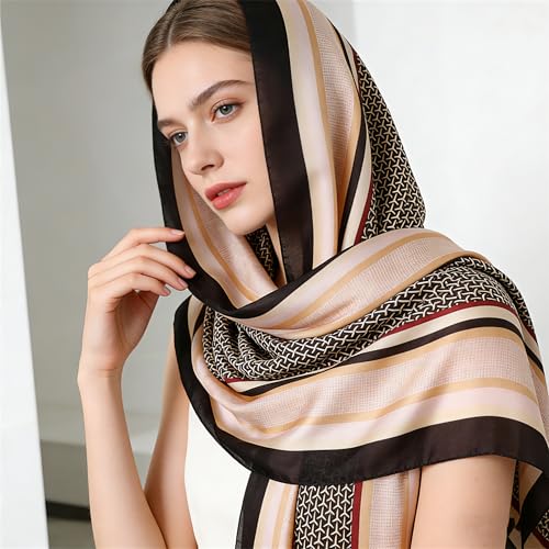 Silk Scarf Mulberry Silk Fashion Scarves Long Lightweight Shawl Wrap … - color: W06