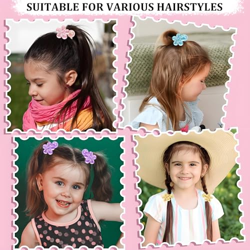 12PCS Ball Charm Hair Ties Colored Camellia Bead Rubber Band Bubble Hair Ties with Balls No Damage Ponytail Holders for Toddler Girls (Pink, Purple, Blue, Rose Red, Grey,Yellow) - color: Pink, Purple, Blue, Rose Red, Grey ,Yellow
