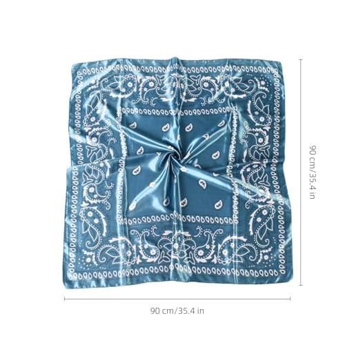 35” Satin Large Square Head Scarves-Like Silk Satin Scarf for Hair Wrapping at Night Bandana Square Scarf for Sleeping - color: Little Water Drop-blue