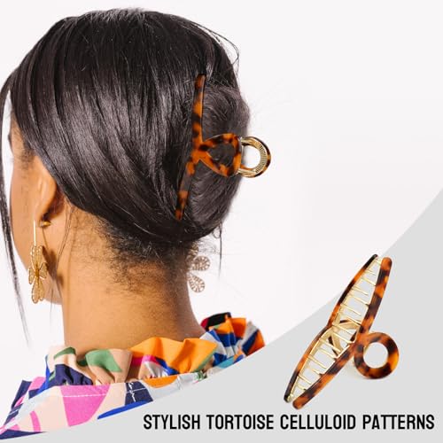 MEDOCA Large Claw Clips - Metal Hair Clips for Women - Gold Claw Clip for Thick Hair - Strong Hold Big Claw Clips for Women Girls - Orange - color: 4.Orange