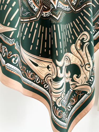 Women's Square Silk Like Head Scarf Large 35 inch Silk Feeling Hair Wrapping Satin Scarves for Sleeping Bandanas - color: A021-1 Twill Dark Green