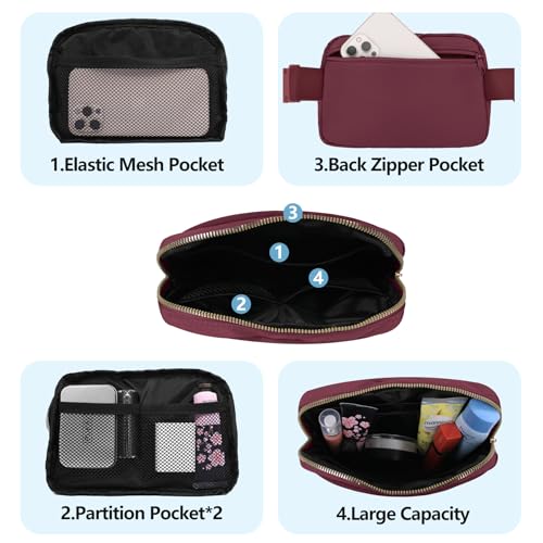 VOROLO Fanny Pack For Women And Men Crossbody Bag Belt Bag with Adjustable Strap Graduation Gifts Wine Red - color: Wine Red, style: 1 Pack Fanny Pack