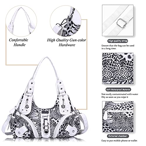 Angelkiss Hobo Purses and handbags for Women Satchel Handbag Women Purses Large Daily Shoulder Bags | Purses - color: White-leopard