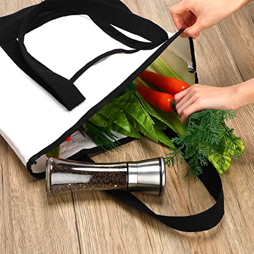 Reginary 16 Pcs Canvas Tote Bags Bulk with Outer Pocket 18 Inch Reusable Shopping Grocery Blank Tote Bag for Women Mother DIY (Black White) - color: Black White