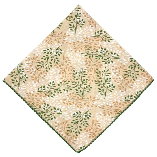 21x21 inches 100% Cotton Bandana for Women - Soft Square Scarf, Multi-Purpose Head Covering, Hair Bandana - color: P07-leaves on Sand