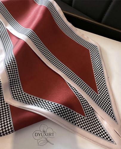Head Scarf Purse Handle Neck Satin Hair Scarfs For Bag Lightweight Silky Long Thin Women's Fashion Scarves 59 * 5.9” - color: H18-red Black Dot(59*5.9inch)