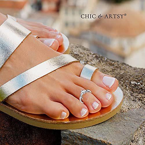 CHIC & ARTSY 925 Sterling Silver Open Toe Ring for Women - Lightweight Comfortable Yoga Toe Rings, Adjustable Stackable Toe Rings, Boho Coastal Vacation Beach Foot Jewellery - color: Dolphin/Silver