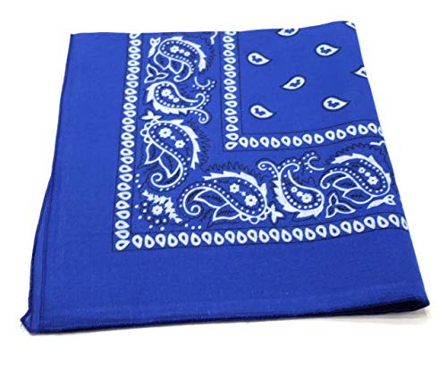 Pack of 3 X-Large Polyester Non Fading Paisley Bandanas 27 x 27 Inches by M.H.I. - color: Blue
