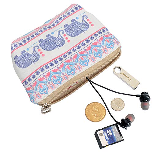 Women and Girls Cute Fashion Coin Purse Wallet Bag Change Pouch Key Holder - color: Bohemian Elephant
