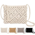 Peicees Crossbody Bag Purse For Women Bohemian Shoulder Bag Woven Crochet Purse For Summer Beach Travel Clutch Handbag - color: White