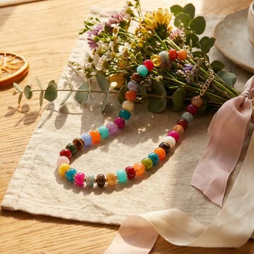 Chunky Beaded Starfish Shell Necklace for Women Colorful Boho Summer Chain Choker Beach Necklace with Acrylic Beads Trendy Chunky Jewelry Gifts - color: Colorful