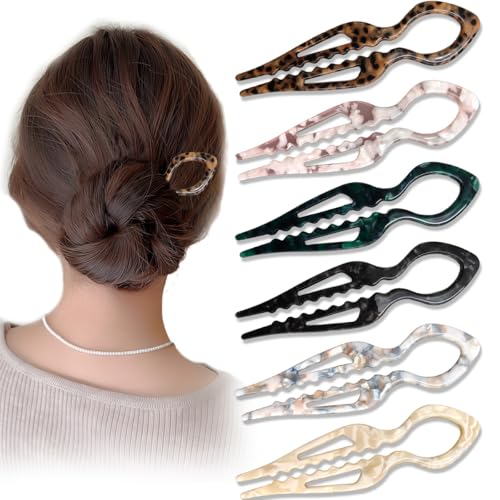 Prestige Hair Pins, 6PCS French Hair Pin for Women Girls, Double-Notch Locking Mechanism Anti-Loosening Hairpins, U-Shaped Hair Styling Pins Strong Hold Hair Fork for All Hair Types Wedding Prom(C) - color: C