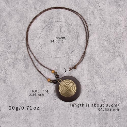 Bohemian Necklaces for Women Long Leather Necklace with Large Pendant Chunky Boho Hippie Jewelry Pendant Chocker Necklace - style: Bohemian Pendant Necklace