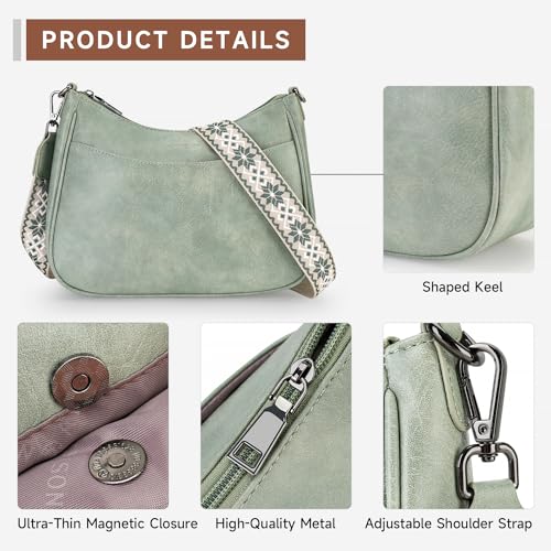 APHISON Trendy Leather Crossbody Purse with Adjustable Strap, Women's Shoulder Handbag - color: 04-green
