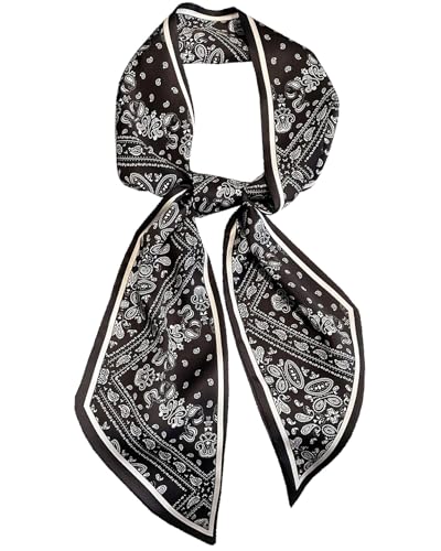 Purse Scarf For Handbags Head Scarves For Women's Hair Bags Scarfs Long Skinny Scarves Fashion Silky - color: A2-black Cashew Nuts