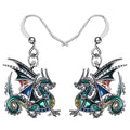 Enamel Alloy Dinosaur Fantasy Dragon Earrings Drop Dangle Unique Animal Jewelry For Women Dragons Gifts - color: Green