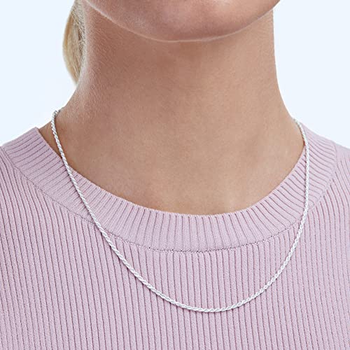 Amazon Essentials Sterling Silver Diamond Cut Rope Chain Necklace - color: Silver, size: 18"