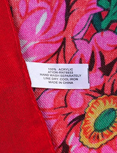 MJ SERECA Acrylic Bandana Printed Hair Scarf Square Ukrainian Head Scarf Floral Babushka Neck Scarf for Women 30"/42"/60" - color: 1 Pack-f 60"