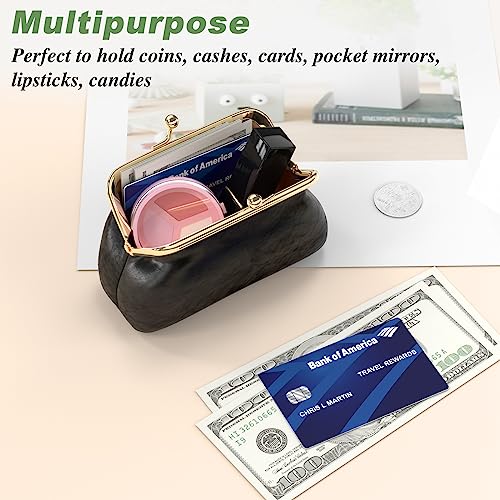 Coin Purse, Small PU Leather Change Purse, Coin Wallet with Clasp, Car Change Holder Pouch for Woman Men Kids Girls, Black - color: Black