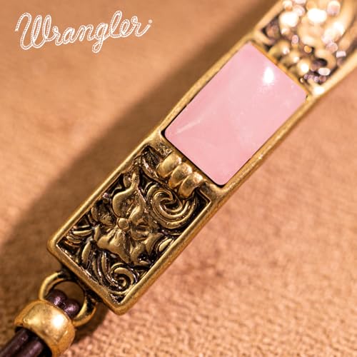 Montana West x Wrangler Faux Leather Wrap Bracelets for Women Western Country Bohemian Cowgirl Turquoise Dainty Jewelry - color: Gold-Pink