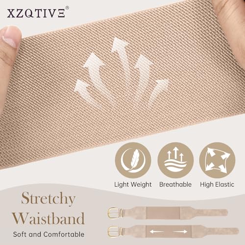 XZQTIVE Women Wide Elastic Waist Belt for Dresses Fashion Cinch Belts Stretchy Waistband with Gold Buckle - color: Beige, size: Fit Waist Size 26"-29"