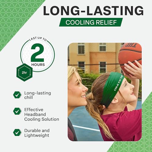 COLD FACTOR Cooling Headband for Women and Men – UPF 50+ Advanced Evaporative Comfort, Instant Cooling Sweatband for Outdoor Sports, Fitness, Yoga, Hiking, Running, and Workout - color: Hunter Green