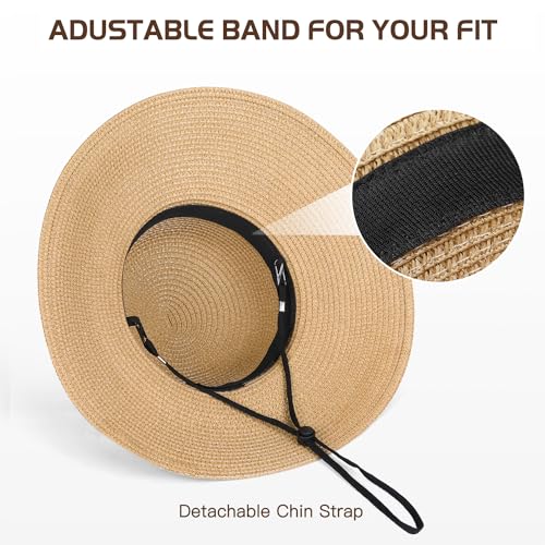 Beach Hats for Women, Sun Straw Hat for Women, UPF 50+ UV Sun Protection Sun Hat Womens, Foldable Floppy Sun Hat - color: N-khaki
