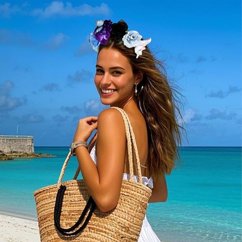 Flower Crown Day of the Dead Headpiece Mexican Flowers Butterfly Crown Flower Crowns Halloween Headbands for Halloween Party - color: Multicolor-2